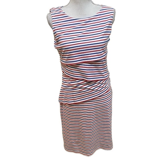 NWT J McLaughlin modal stretch cotton striped layers sleeveless dress sz medium - Picture 2 of 11